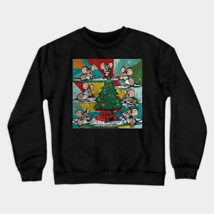 Mice Christmas tree decorating party Crewneck Sweatshirt